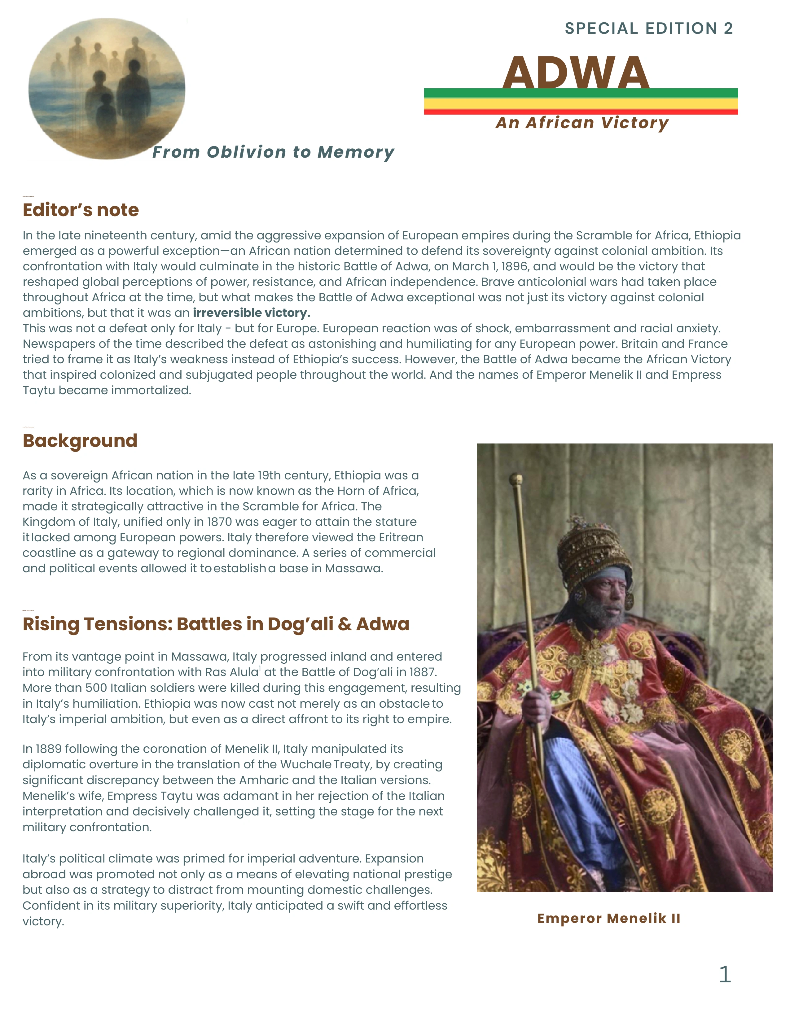 Adwa Newsletter — Page 1