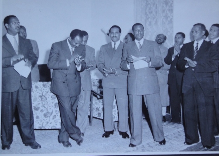 The corporate office of the Ethiopian Electric Authority, where Ato Mekonnen (pictured reading, center) served as the first Managing Director, circa 1948