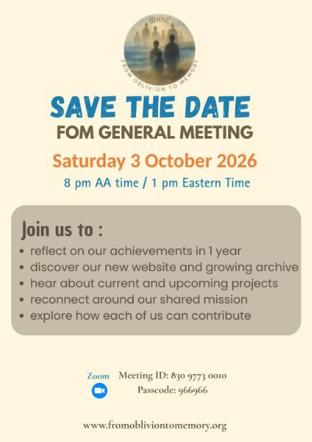 FOM General Meeting announcement