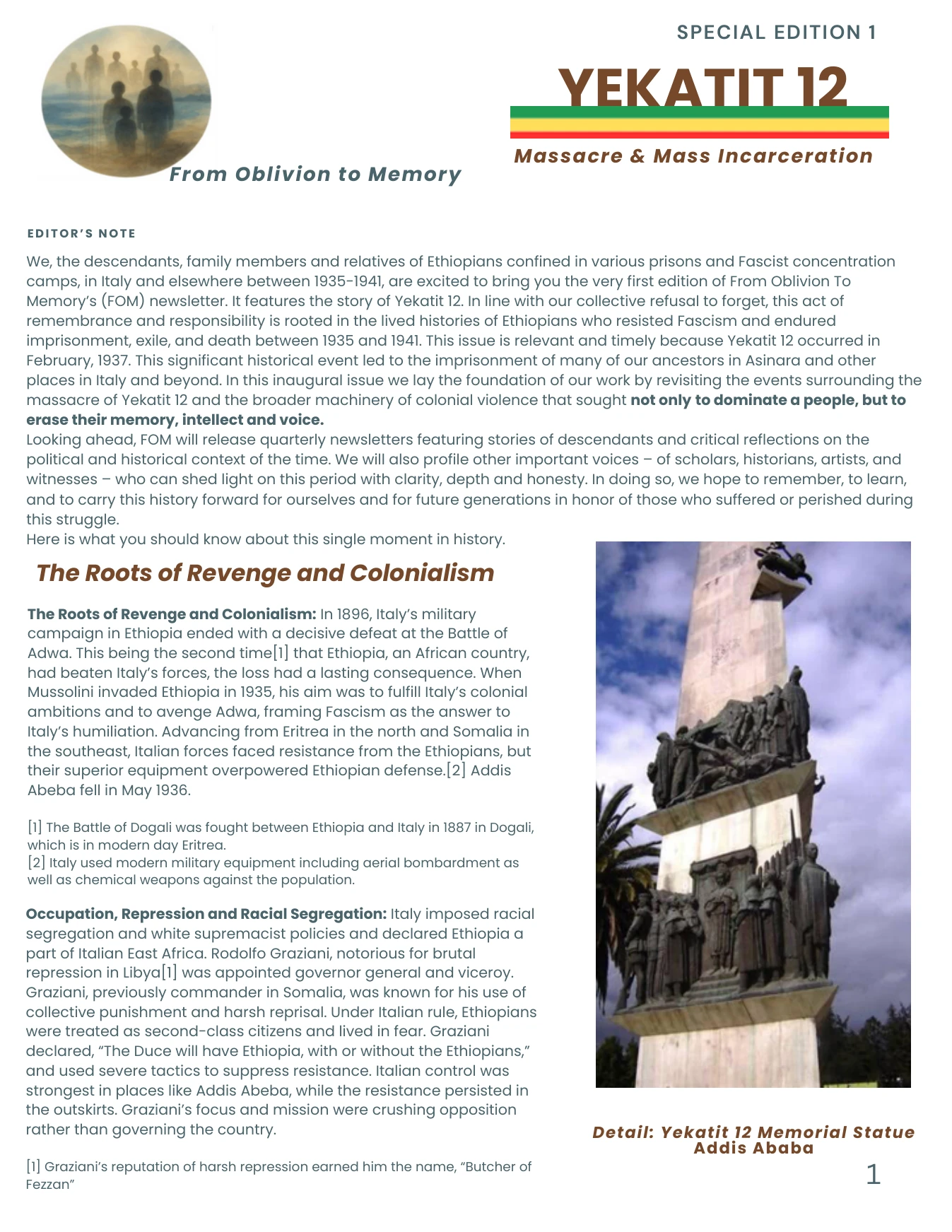 Yekatit 12 Newsletter — Page 1